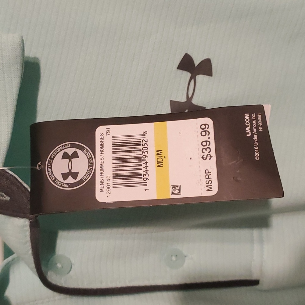 New Under Armour Men's M light blue polo style short sleeve shirt - Picture 4 of 5